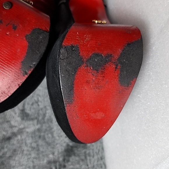 Stilettos Peep Toe Platform Lace-Up Boots with Red bottoms Size 8 - Picture 7 of 13